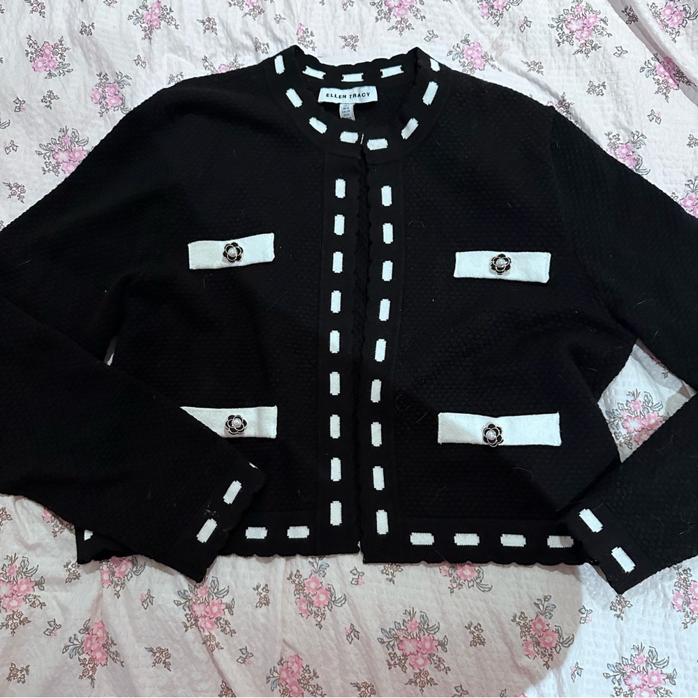 Ellen tracy vintage knit cardigan caplet L